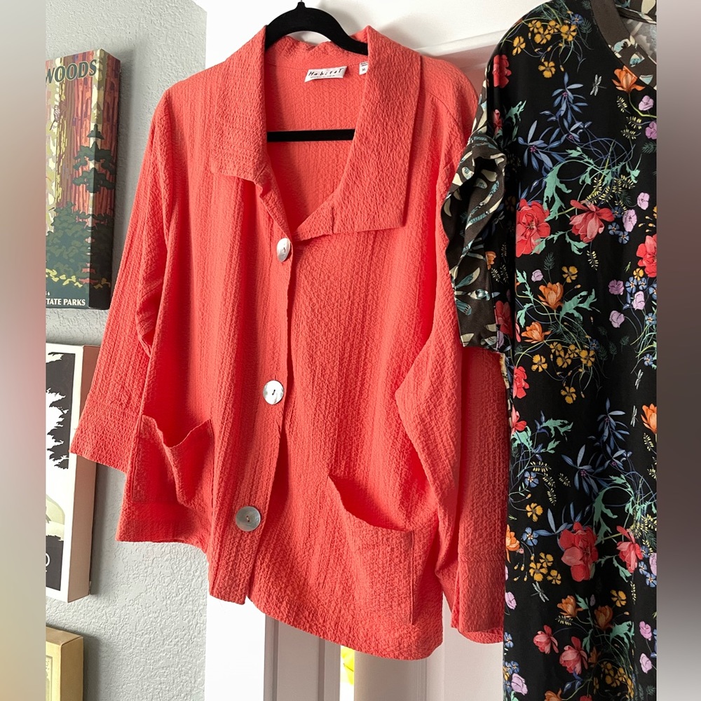 Habitat Coral Tank Top and Long Sleeve Button Down Top Set Beach
